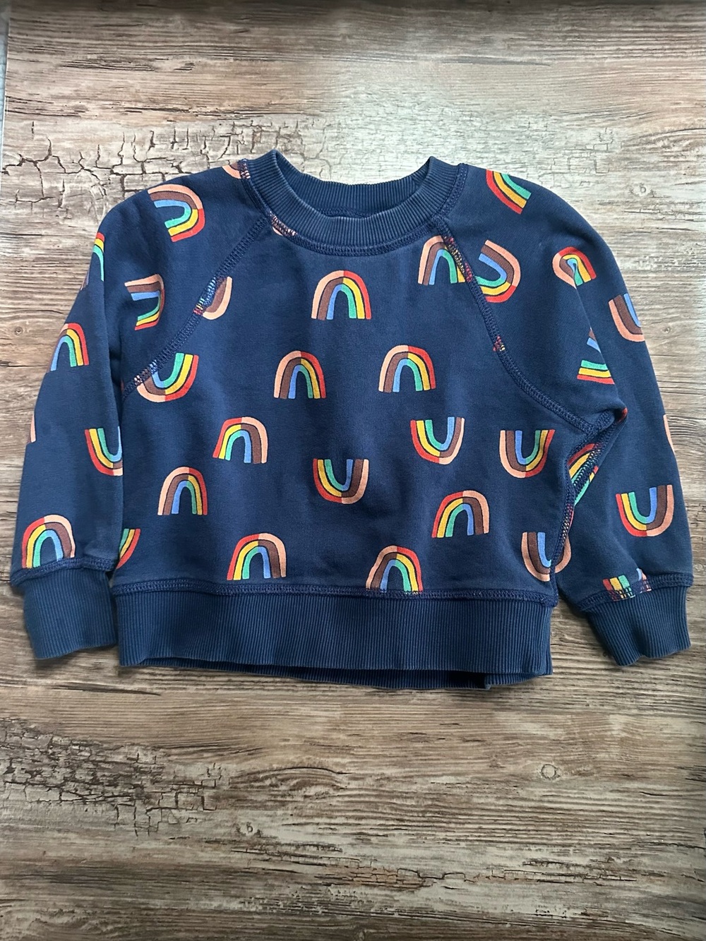 Hanna Andersson Navy Rainbow Print Pullover Sweatshirt 3T